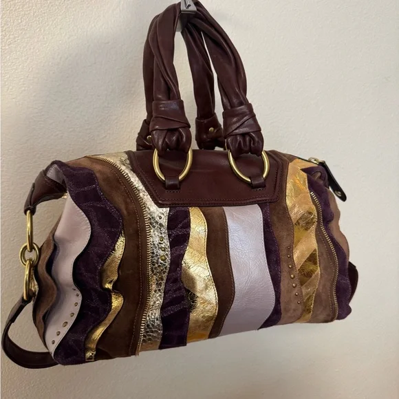 SOLD 🚫 Vintage Coach Limited Edition Metallic Leather Large Sabrina y2k RARE - Picture 3 of 9